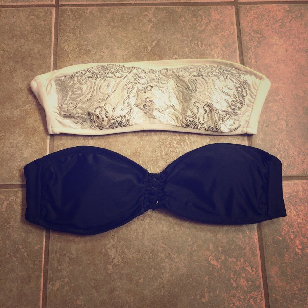 Two Strapless Swim Tops